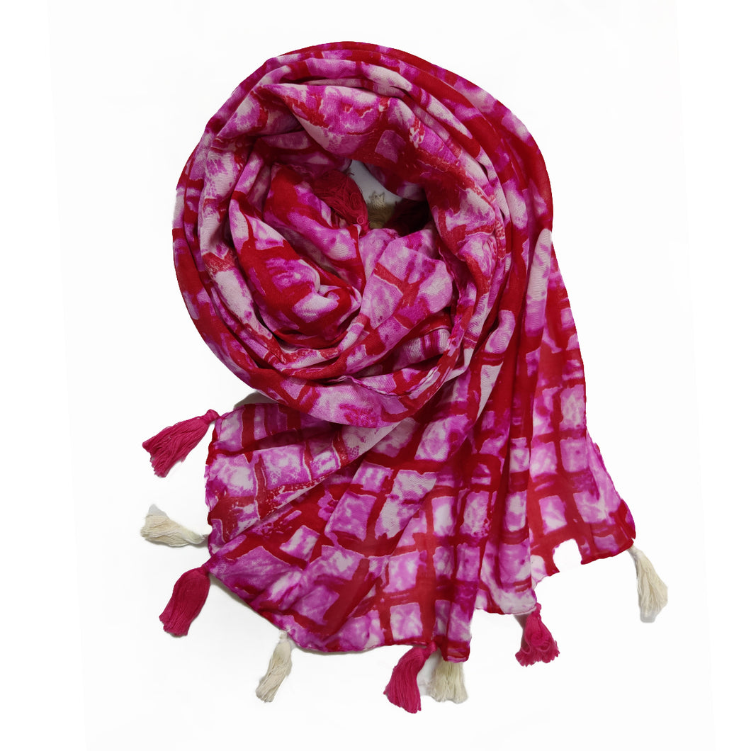 Printed Rusari - Deep Pink