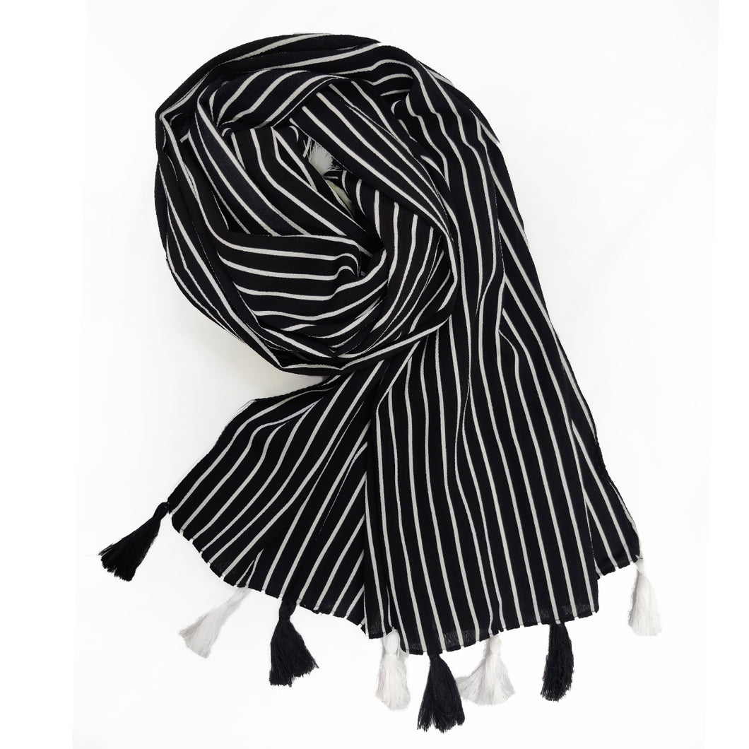 Bubble Chiffon Rusari - Stripe Black